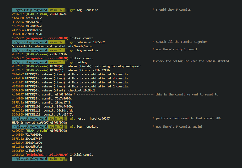 Undoing a git rebase